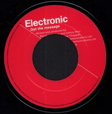 Electronic Get the Message 7" vinyl UK Factory 1991 large centre label design - Image 1 of 2