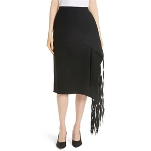TIBI NEW $695 Shoelace Fringe Midi Skirt in Black Size 2 - Picture 1 of 5
