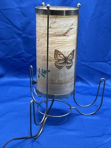 Mid Century Modern  Cylinder Table Lamp Fiberglass Shade Butterfly - Picture 1 of 7