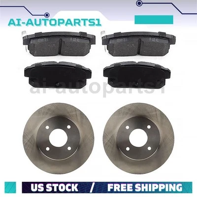 Para 2004 2005 2006 Nissan Sentra rotores de freio traseiros + kit de pastilhas de freio conjunto - Imagem 1 de 4