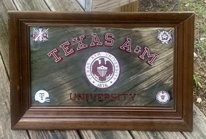 Texas A & M Aggies 24” x 16” Vintage Bar Mirror Man Cave Gig’em 12th Man 1970’s - Picture 1 of 5