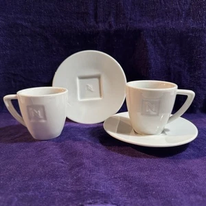 Pair Nespresso Demitasse Espresso Cup & Saucers Coffee White Germany - Picture 1 of 9