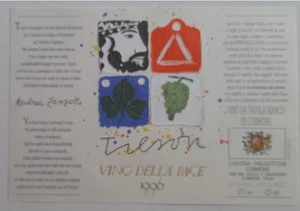 ETICHETTA VINO DELLA PACE 1996 pittore Joe Tilson Londra versi Andrea Zanzotto - Picture 1 of 1