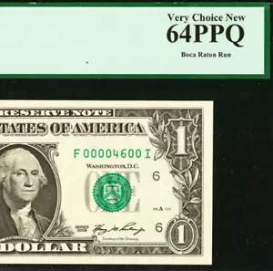 2006 $1 Federal Reserve Note PCGS 64PPQ Birthday Low Serial Number 00004600 - Picture 1 of 3