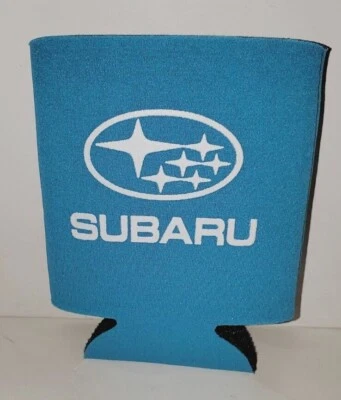 SUBARU AUTO COCHE ABSORBENTE NEOPRENO ESPUMA LATA PORTABOTELLAS COOZIE AZUL CLARO BLANCO Foto 1 de 2