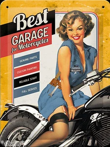 Nostalgic Art Blechpostkarte Best Garage for Motorcycles Biker Pin Up Yellow * - Bild 1 von 2