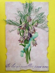 cpa 1907 FANTASIE AUSSCHNITTE Perlmutt Blumen GLOCKENBLUMEN für Sie gepflückt - Bild 1 von 2
