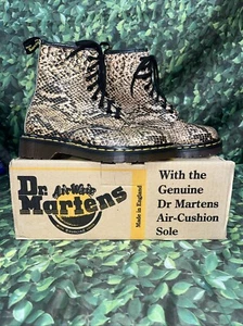 Dr. Martens MADE IN ENGLAND Boots 8 eye Python Snake Skin Print 6 US  NEW - Picture 1 of 6