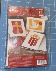 NOS Bucilla Spirit of Christmas 3 Felt Paper Cards Kit 84900 New Sealed Near Vtg - Picture 1 of 2