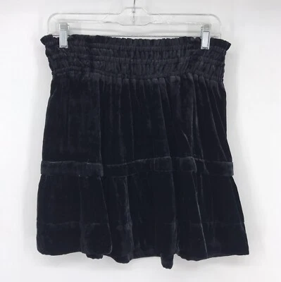 Falda de terciopelo negra Anthropologie para mujer talla XS cintura elástica elástica elástica elástica Foto 1 de 3