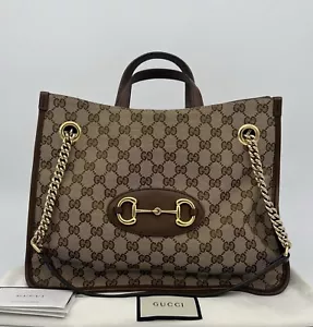Gucci Horsebit 1955 Monogram Chain Tote Bag Gold Hardware - Picture 1 of 19