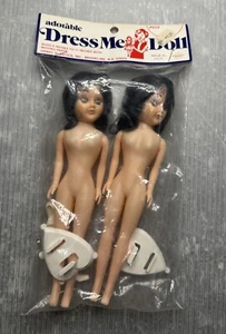 vintage GRANT PLASTICS adorable Dress Me Doll Set/2 / NEW - Picture 1 of 7