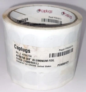 ROLL OF (1000) 3/4" DIAM. CAPLUGS - ALUMINUM FOIL MASKING AF00750 4.6 MIL - Picture 1 of 1
