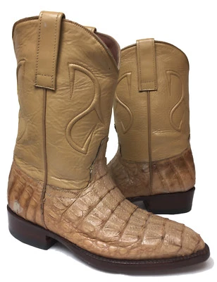 Niños Jóvenes Niños Arena Piel de Cocodrilo Western Cuero Real Botas de Vaquero Talla 2.5 Foto 1 de 4
