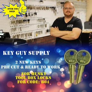 B04. Replacement keys for Husky tool box . Key code B04, Home Depot toolboxes. - Picture 1 of 5