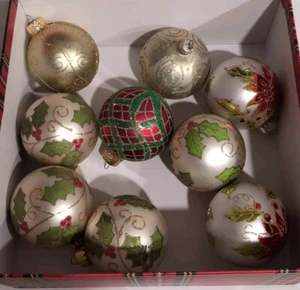 Vintage Glass Christmas Ornaments Lot 9 Pieces, Holly Berry, Colorful - Picture 1 of 6