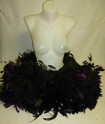 Elément de tenue de soirée pour la taille voile noir perlées plumes mauve et noi - Photo 1/3