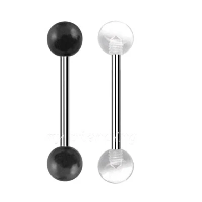 PAR 14G 5/8" 316L Acero Quirúrgico Lengua Anillo Pezón Barra con Bolas Acrílicas Foto 1 de 2