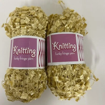 Knitting Funky Fringe Yarn 90yds/29g each Gold lot of 2 - Image 1 of 2