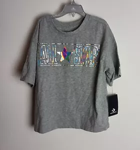 New With Tags Girls Large (12-13 yrs) Converse All-Star T-shirt Gray - Picture 1 of 6