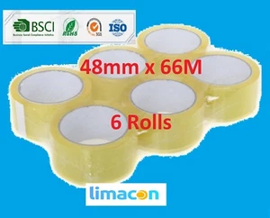 Clear Parcel Tape 48mm x 66M Packing Parcel Packaging Box Sealing – 6 Rolls pack - Picture 1 of 9