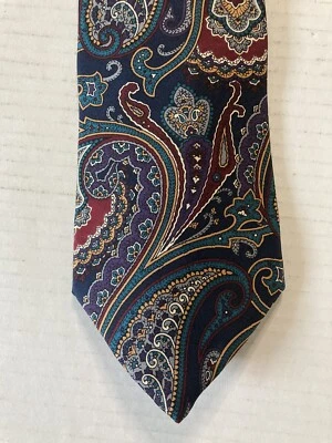 Corbata para hombre Savile Row corbata seda multicolor cachemira satinada hecha en EE. UU. Foto 1 de 4