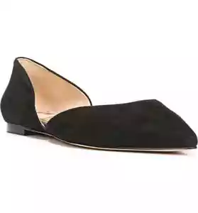 Sam Edelman Rodney Pointy Toe d'Orsay Black Suede Flats Z4363 Size 7 Wide - Picture 1 of 5