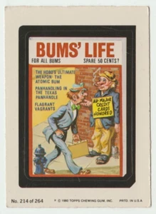 Wacky Packages 1980 Topps Sticker #214 Bum's Life For All Bums - Imagen 1 de 2