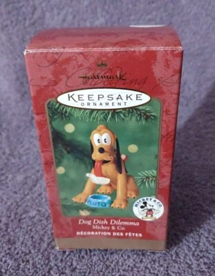 2000 Hallmark Keepsake "Dog Dish Dilemma" Pluto Ornamento Mickey & Co. - Novo na caixa - Imagem 1 de 4