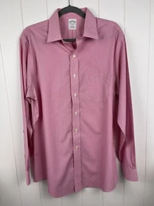 Brooks Brothers 346 Slim Fit Non-Iron Pink Checkered Men’s Shirt 16.5 - 4/5 - Picture 1 of 9