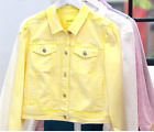 Candace Cameron Bure Puff-Sleeve Color Denim Jacket- YELLOW, REGULAR 10