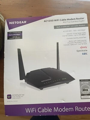 NEW NETGEAR AC1200 Modem WiFi Router Dual Band 802.11 Ac No Ethernet Cable - Image 1 of 4
