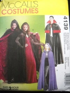 McCalls 4139 Capes Dracula Vampire Collar Hoods Unisex size S-XL Sewing Pattern* - Picture 1 of 2