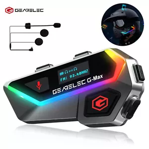 Motorcycle Intercom 2000m Bluetooth V5.2 Helmet Headset HiFi FM for 6 Riders LED - Picture 1 of 16