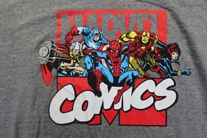 Marvel Comics Logo T Shirt 2XL Gray Ironman Captain America Thor - Picture 1 of 7