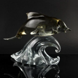 Skulptur Delfin Delphin Welle Murano TOP PIECE A. Barbini Prov. Smlg. Pauly #4 - Picture 1 of 7