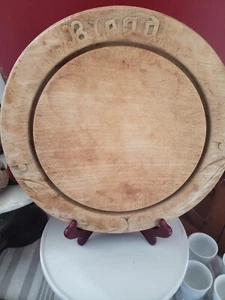 SYCAMORE CARVED ENGLISH WOODEN ROUND BREAD CUTTING BOARD 12" "BREAD" WHEAT GREAT - Picture 1 of 16