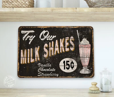 Try Our Milkshake Sign Hamburger Stand Cafe Restaurant Decor Diner 108122001056 - Image 1 of 4