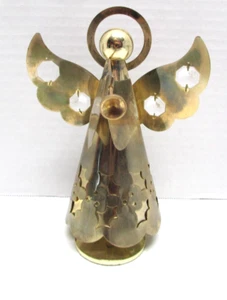 Vintage Gatco Solid Brass Rotating Angel Music Box with Trumpet Silent Night - Picture 1 of 14