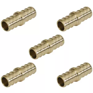 Bag of (5) 2" x 2" PEXworx Brass Pex Crimp Coupling - Picture 1 of 2