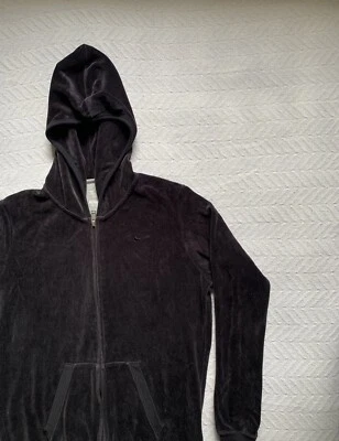 Sudadera De Colección Nike Para Mujer Grande Negra Terciopelo Cremallera Sudadera con Capucha Y2K Suéter con Capucha Foto 1 de 4