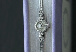 Reloj Nicolet ART DECO Vintage Oro Blanco y Diamantes Pulsera Excelente Estado - Imagen 1 de 6