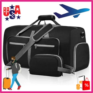 65L Duffle Bag with Shoes Compartment and Adjustable StrapFoldable Travel Duf... - Picture 1 of 5