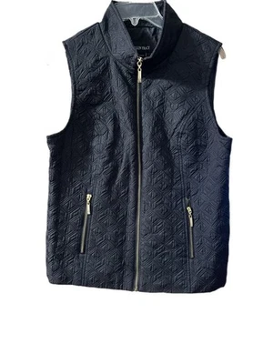 Colete acolchoado feminino Ellen Tracy preto com ferragens douradas médio em excelente estado usado - Imagem 1 de 4