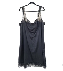 Camisón Bali De Colección Talla Grande 42 Negro Nylon Encaje Corto Deslizamiento Completo Por favor leer  - Imagen 1 de 8