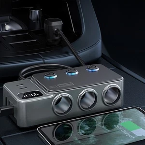 Multi Function Car Charger Adapter with Three Outputs for Family Trips - Zdjęcie 1 z 12