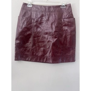 Maeve by Anthropologie Burgundy Short Skirt Sz 6 The Colette Faux Leather Emo  - Picture 1 of 5