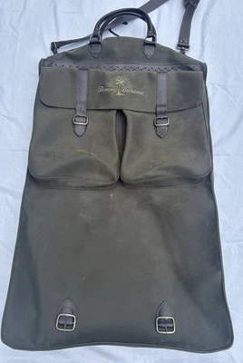 Bolso de Ropa Tommy Bahama Vintage Equipaje Cuero Verde Lona Bolsillos Viaje Foto 1 de 4