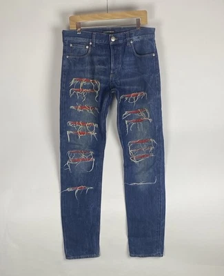 Alexander McQueen Distressed Patched Selvedge Denim Jeans Men’s Size Eur 48 - Image 1 of 4