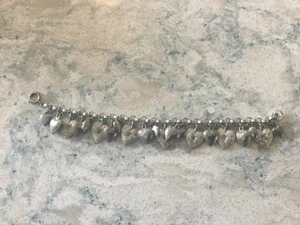 Vintage 925 Sterling Silver 21 Heart Theme Charm Bracelet 1960's - Picture 1 of 9